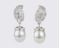 A Pair of Pearl Diamond Earclips