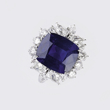 A Vivid Blue Ceylon Sapphire Ring with Diamonds - image 2