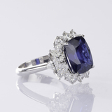 A Vivid Blue Ceylon Sapphire Ring with Diamonds - image 3