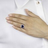 A Vivid Blue Ceylon Sapphire Ring with Diamonds - image 4