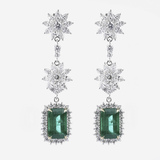 A splendid Pair of Diamond Emerald Earpendants - image 1