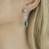 A splendid Pair of Diamond Emerald Earpendants - image 2