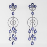 A Pair of colourfine Sapphire Diamond Earpendants - image 1