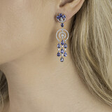 A Pair of colourfine Sapphire Diamond Earpendants - image 2