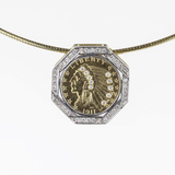 A Diamond Pendant with Coin 'Five Dollar Half Eagle Indian Head' - image 1