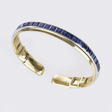 A rare bicolour Bangle Bracelet with colourfine Sapphires - image 2