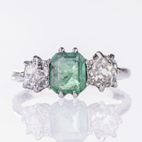 An Emerald Ring with Old Cut Diamonds - image 1