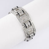 A highcarat Art-déco Diamond Bracelet with colour contrast Onyx stones - image 3