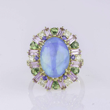 A colour intensive Opal Cocktailring with Precious Stones - image 1