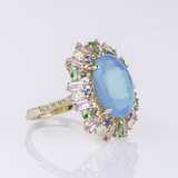 A colour intensive Opal Cocktailring with Precious Stones - image 2