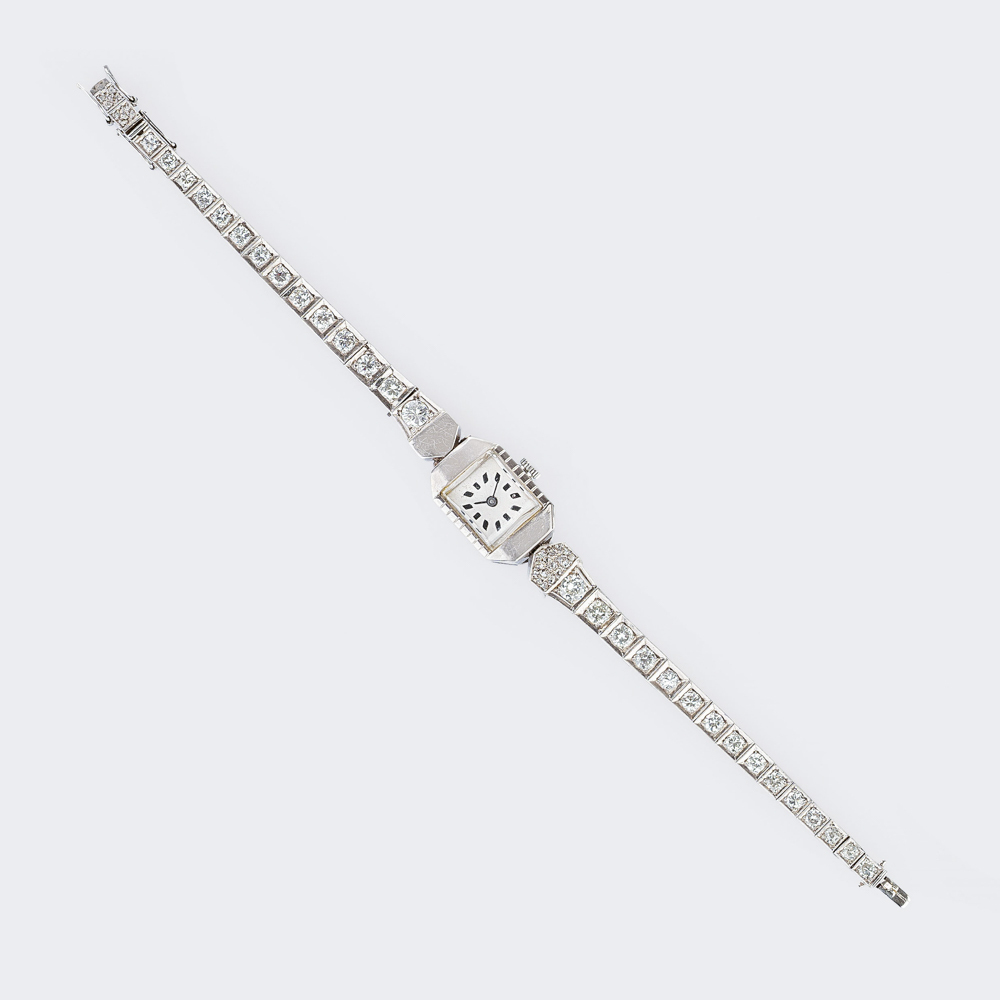 Damen-Armbanduhr mit Art-déco Diamant-Armband