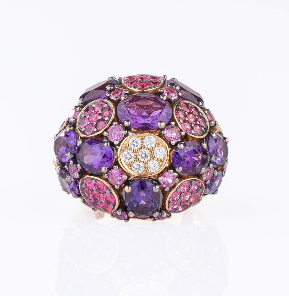 Large Cocktail Ring with Amethysts and Pink Sapphires - image 4