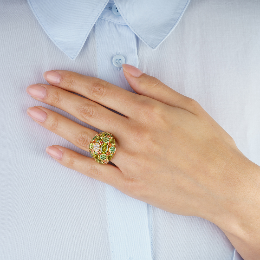 Large Cocktail Ring with Peridots, Sapphires and Tsavorites - image 6