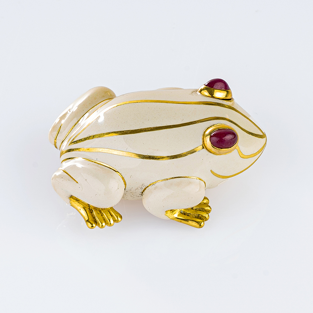 Rare Vintage Gold Enamel Brooch 'Frog' - image 3