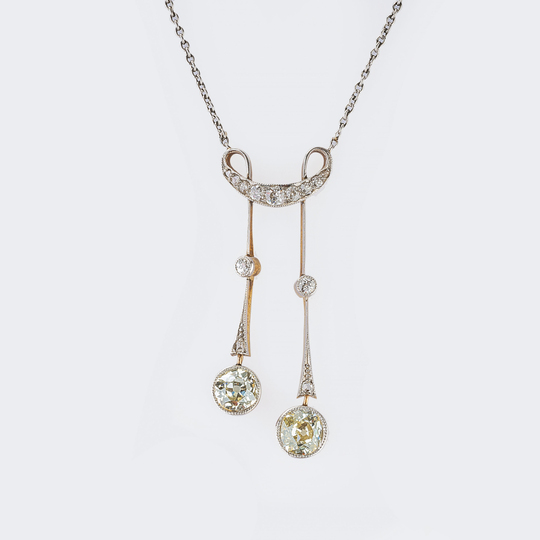 Art Nouveau Diamond Pendant on Chain