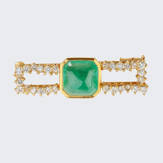 Emerald Diamond Brooch