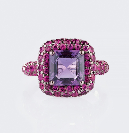 Amethyst Ring with Pink Sapphires