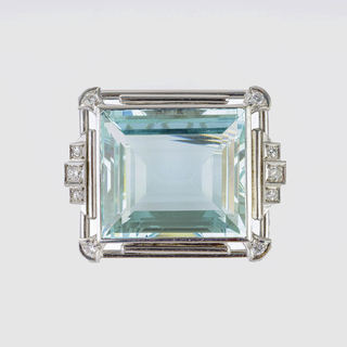 Aquamarine Diamond Brooch