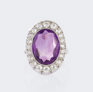 Art-déco Amethyst-Diamant Ring