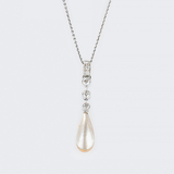 Art Nouveau Diamond Pearl Pendant on Necklace