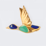 Lapis Lazuli Chrysopras Brooch 'Flying Duck' - image 2