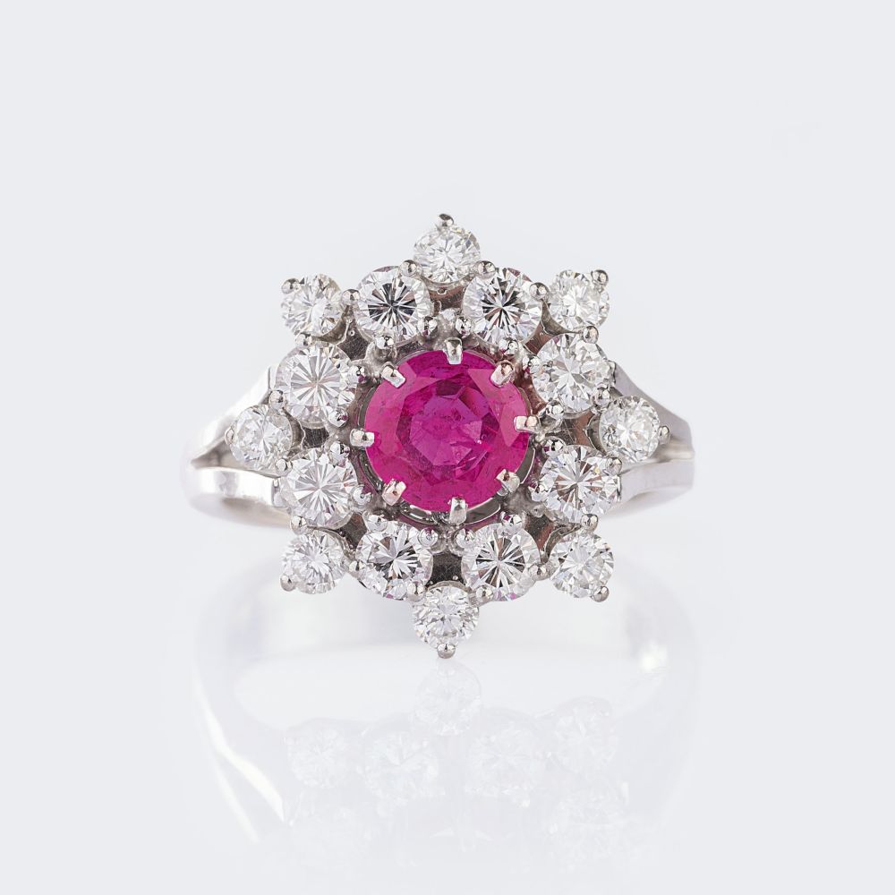 Natural Ruby Ring with Diamonds