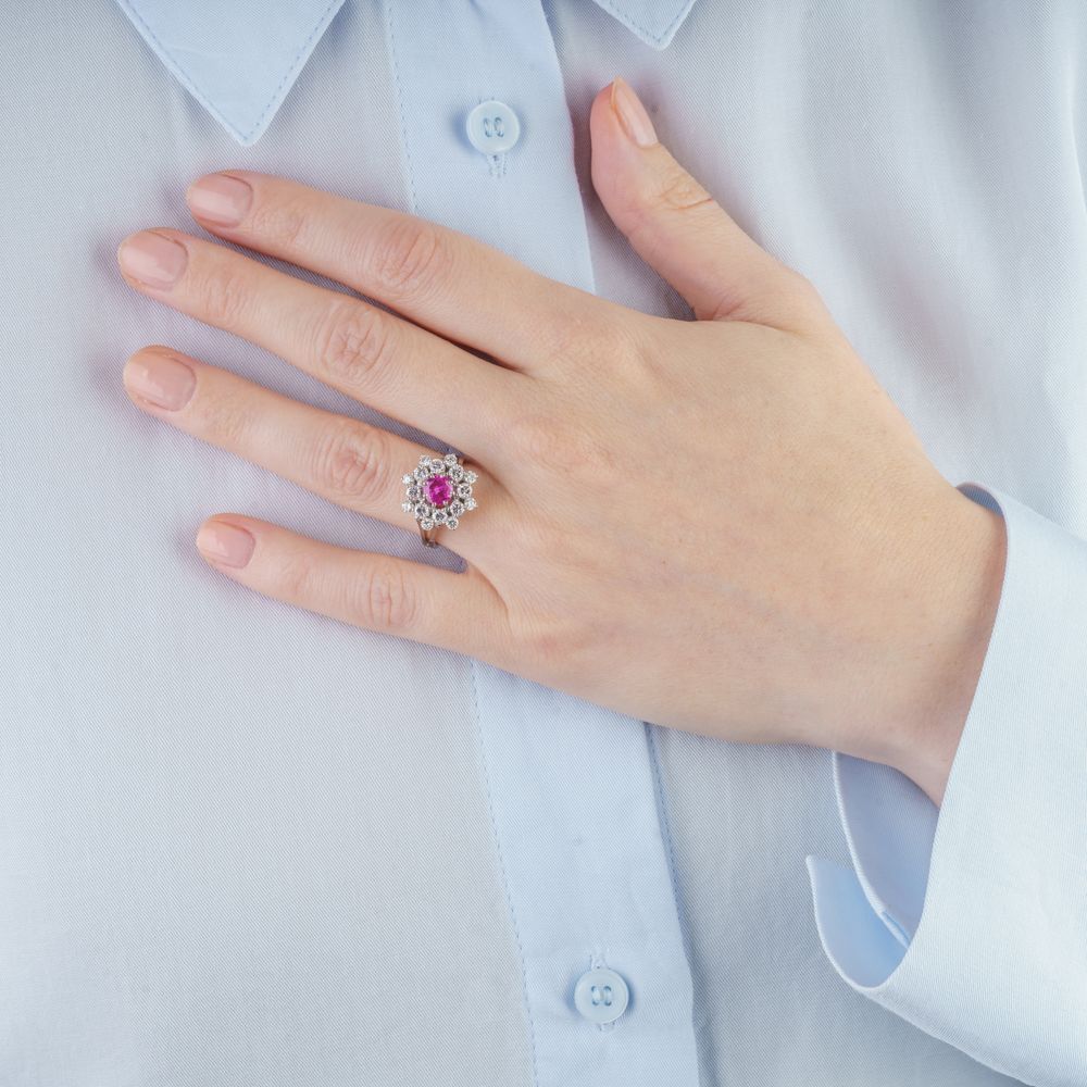 Natural Ruby Ring with Diamonds - image 3