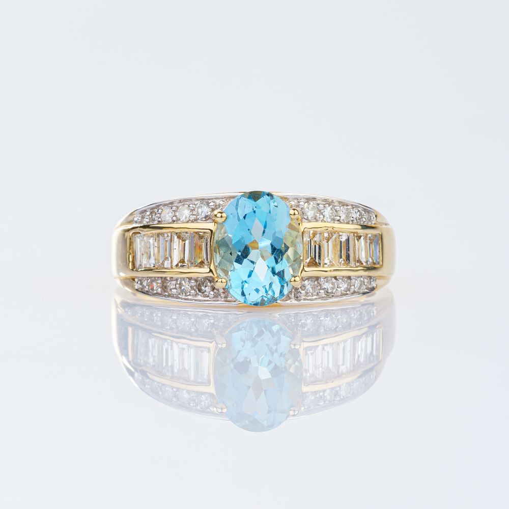 Aquamarine Diamond Ring