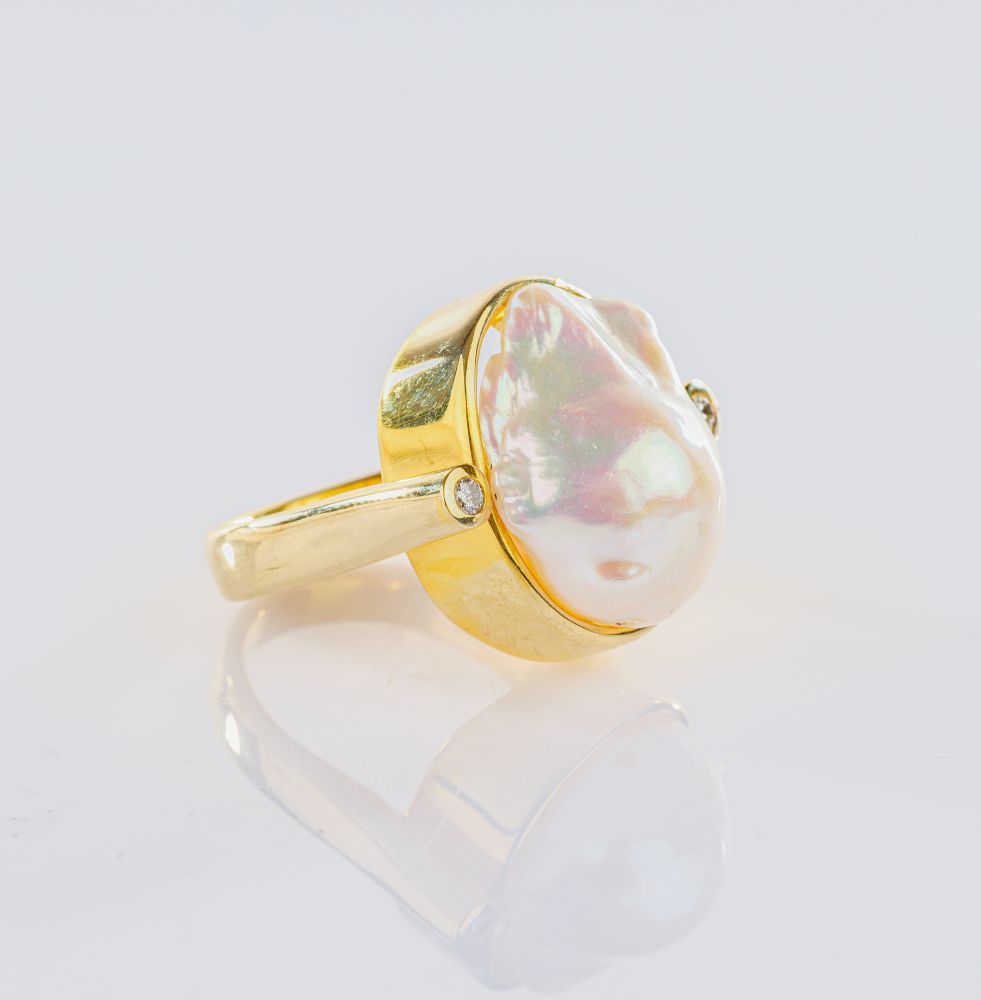 Pearl Diamond Ring - image 2