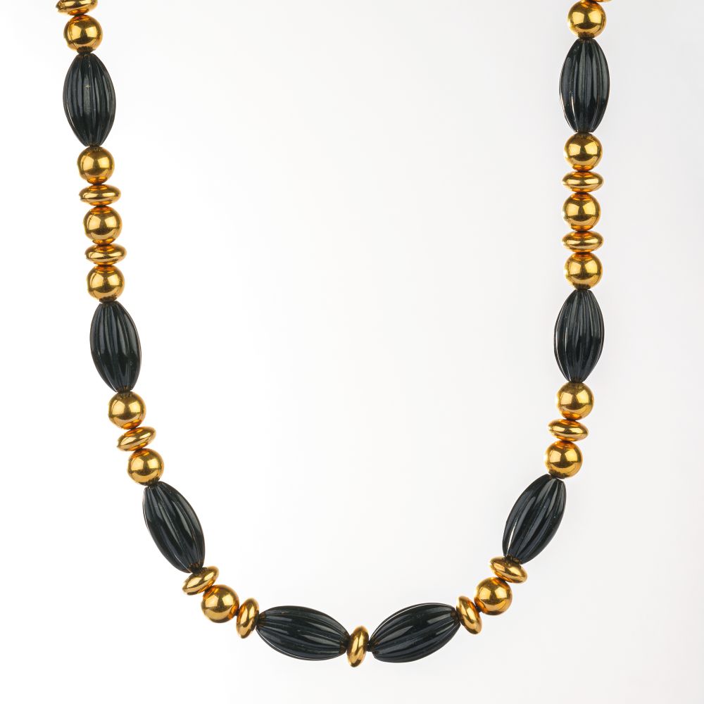 Gold Necklace with Black Jade 'Meister Collection' - image 2