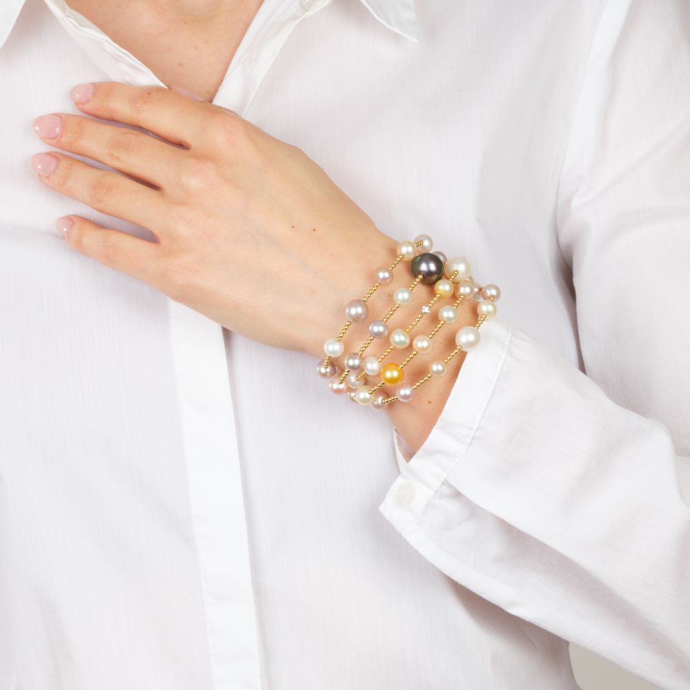 Modern Pearl Diamond Bangle - image 2