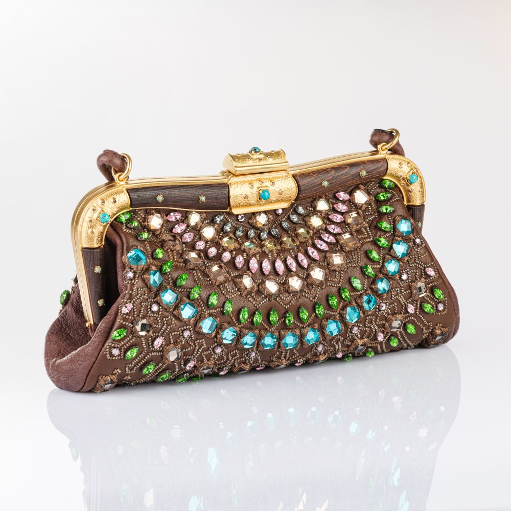 Flamboyant shoulder bag with coloured rhinestones bag with coloured rhinestones