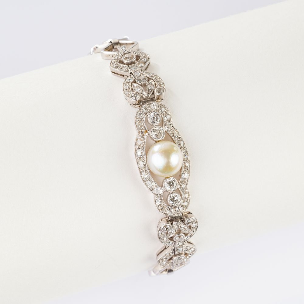 Jugendstil Diamant Armband mit Perle