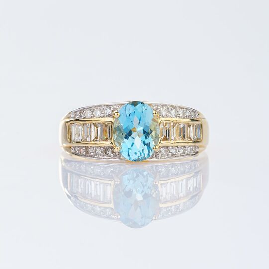 Aquamarine Diamond Ring