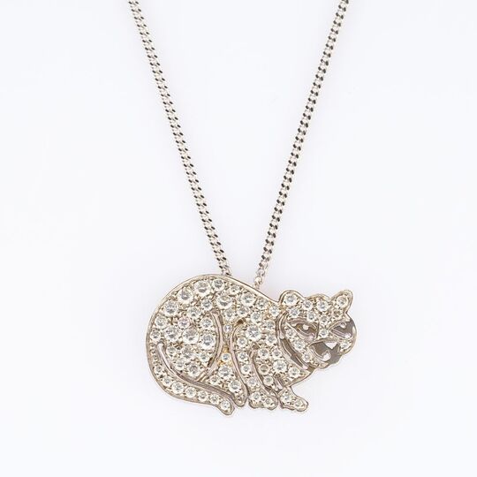 Diamond Pendant 'Cat' on Necklace