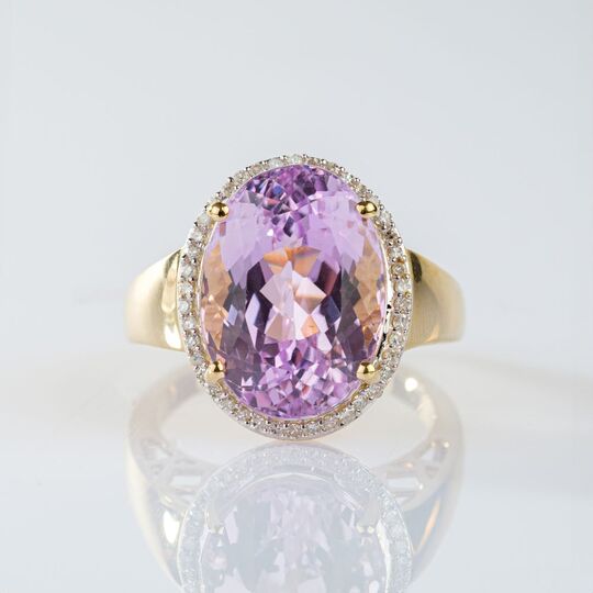 Kunzite Diamond Ring