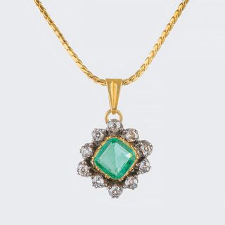 Antique Emerald Diamond Pendant