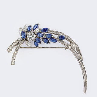 Diamond Sapphire Brooch