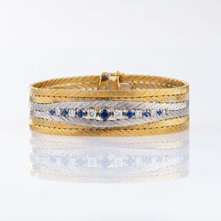 Bicolour Sapphire Diamond Bracelet with Ring