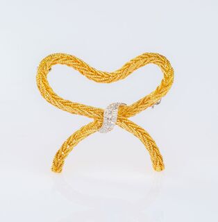 Bow Brooch with Diamonds