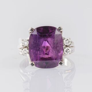 Amethyst-Diamond Ring