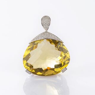 Fine Citrine Diamond Pendant