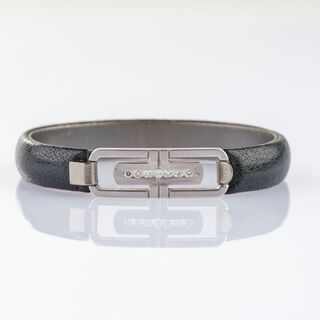 Leather Bracelet 'Parentesi' with small Diamonds