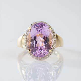 Kunzite Diamond Ring