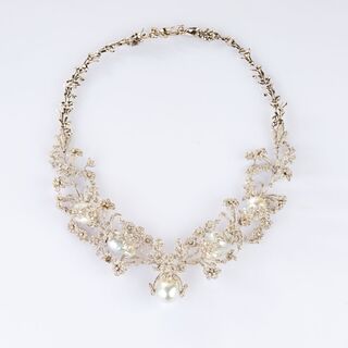 Gala Flower Necklace with Southsea Pearl and Diamonds