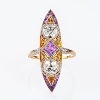 Art Nouveau Ring with Old Cut Diamonds