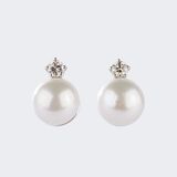 Pair of Southsea Pearl Diamond Earrings