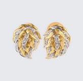 Pair of bicolour Earclips with Diamonds - image 1