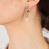 Pair of  Pearl-Diamond Earrings - image 2