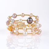 Modern Pearl Diamond Bangle - image 1